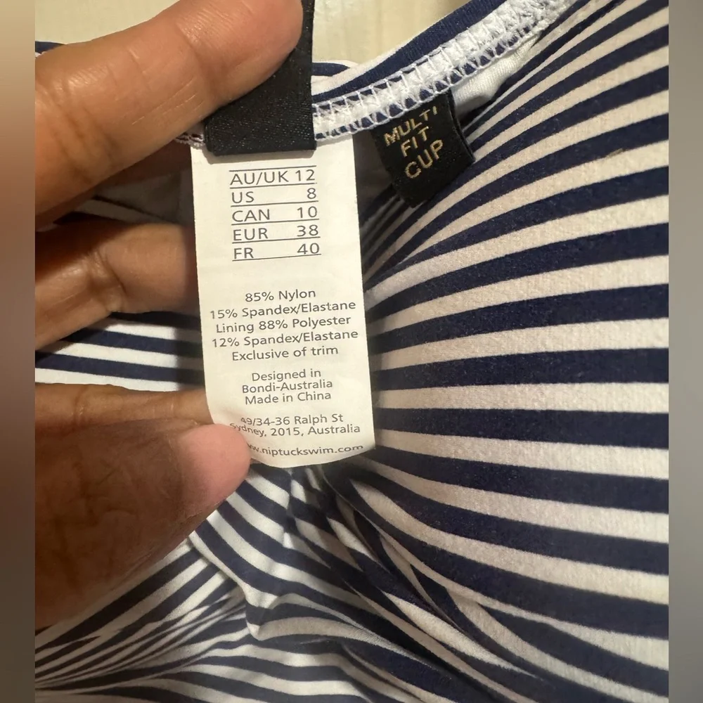 NWOT Nip Tuck Striped One-Piece Navy and White Swimsuit.